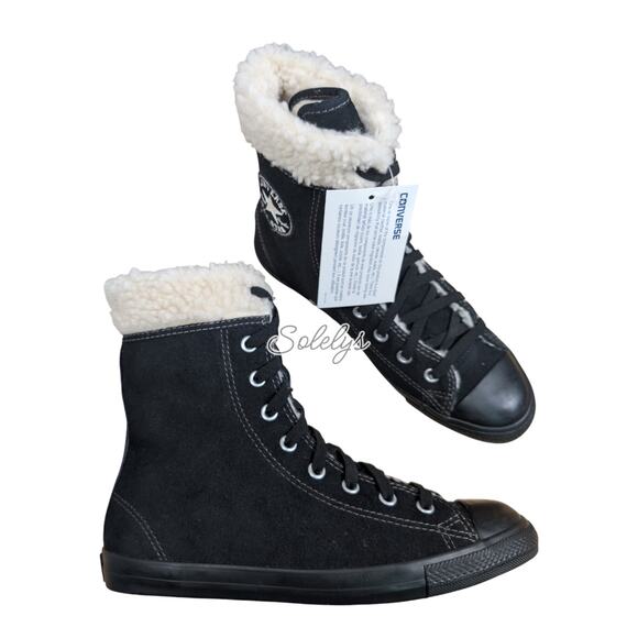 Converse 2014 CT Dainty Suede Shearling Trim XHI Extra High Black Sneaker 6 NWT - Picture 11 of 11